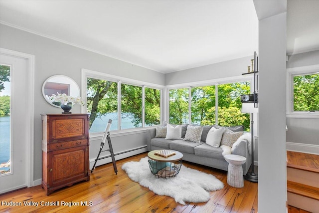 162 Methodist Farm Rd, Averill Park, NY 12018 - living area with baseboard heating and hardwood / wood-style floors