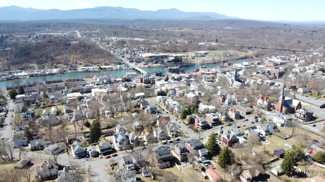 22 Liberty St, Catskill, NY 12414 - aerial view of property and surrounding area with a water and mountain view and nearby suburban area