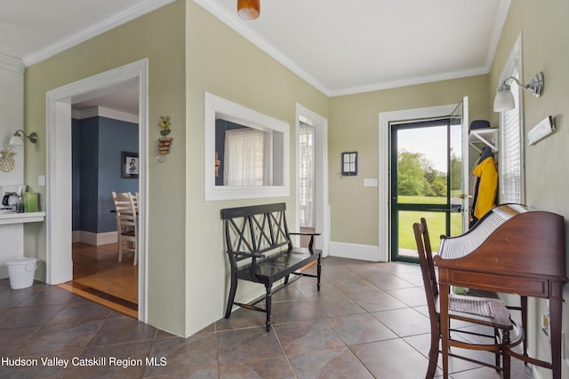 279 Maybie Rd, Gilboa, NY 12076 - foyer entrance featuring ornamental molding and tile patterned flooring