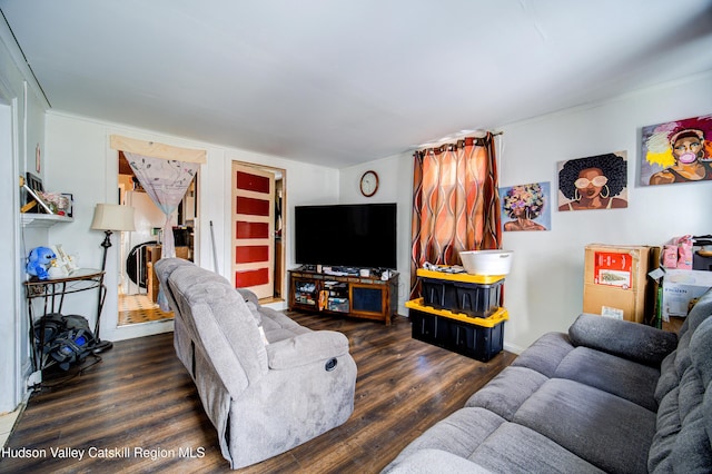 living area with wood finished floors