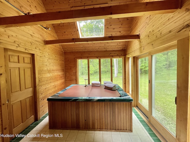 71 Saddleback Ridge Rd, Shawangunk, NY 12589 - sunroom / solarium featuring a hot tub and plenty of natural light