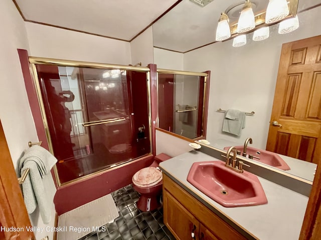 71 Saddleback Ridge Rd, Shawangunk, NY 12589 - full bath featuring vanity, combined bath / shower with glass door, and tile patterned flooring