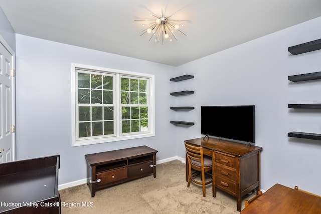 16 Shinnecock Hills Dr, Colonie, NY 12205 - carpeted home office featuring baseboards and a chandelier