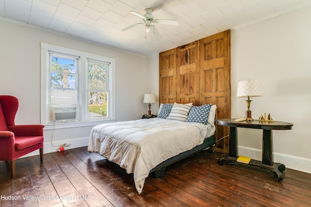 312 Crescent Ave, Clintondale, NY 12528 - bedroom featuring crown molding, hardwood / wood-style flooring, and cooling unit