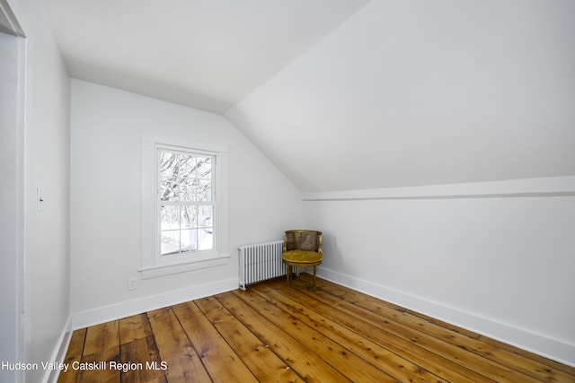 27 Sands Ave, Milton, NY 12547 - bonus room featuring radiator, vaulted ceiling, hardwood / wood-style floors, and baseboards