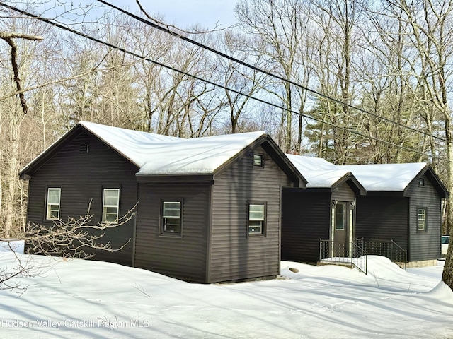 view of snow covered exterior