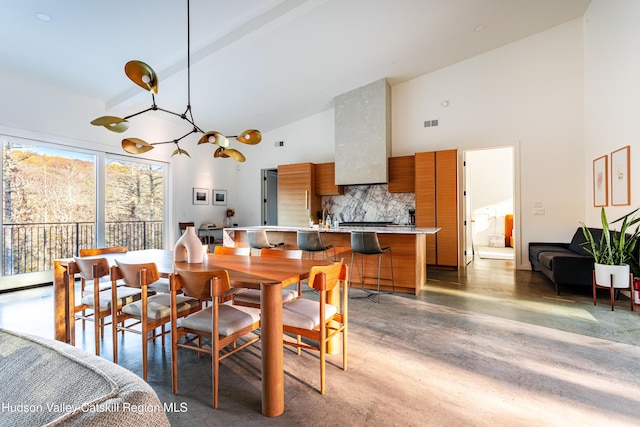 120 Old Quarry Rd, Catskill, NY 12414 - dining space featuring high vaulted ceiling and beam ceiling