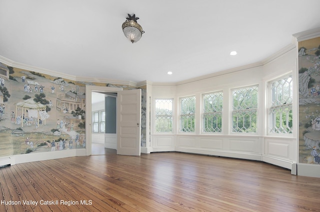 55 Leggett Rd, Stone Ridge, NY 12484 - empty room with ornamental molding, wood-type flooring, and recessed lighting