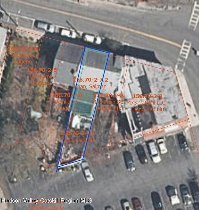477 Main St, Catskill, NY 12414 - aerial map of property and surrounding area featuring property boundaries highlighted