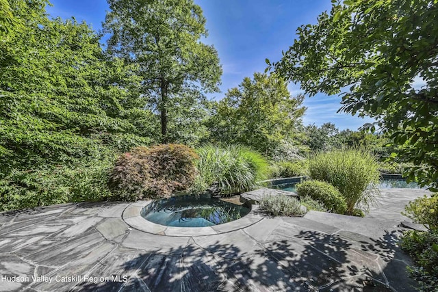 view of property's community featuring a swimming pool with hot tub