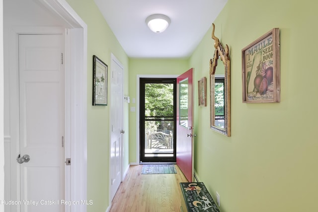 doorway featuring light hardwood / wood-style floors