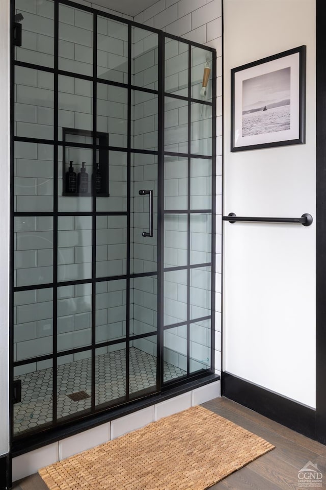 352 Columbia St, Hudson, NY 12534 - full bathroom with a stall shower and wood finished floors
