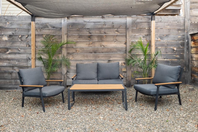 352 Columbia St, Hudson, NY 12534 - view of patio featuring an outdoor living space and fence