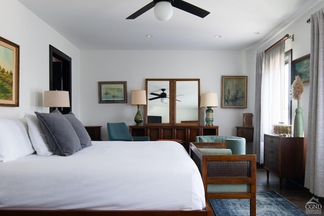 352 Columbia St, Hudson, NY 12534 - bedroom with wood finished floors and a ceiling fan
