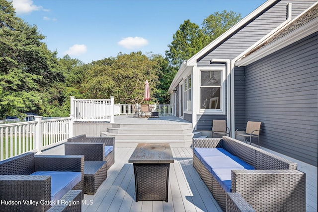 172 Shields Rd, Red Hook, NY 12571 - wooden terrace with outdoor lounge area and outdoor dining space