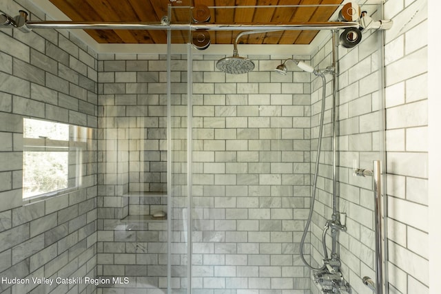 88 S Durham Estates Rd, Cairo, NY 12405 - full bathroom with a stall shower and wooden ceiling