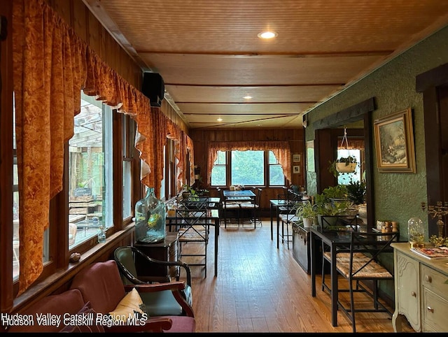 interior space with wooden ceiling