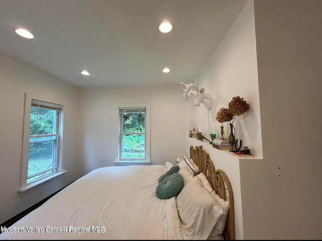 bedroom with multiple windows