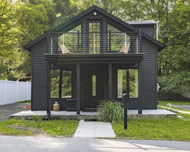 20 Sutton Hollow Rd, Windham, NY 12496 - view of front of property with a balcony and a porch