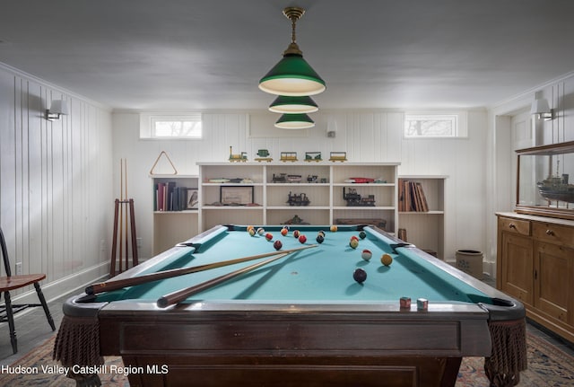 196 Wellington Ln, Cooperstown, NY 13326 - rec room with pool table and crown molding