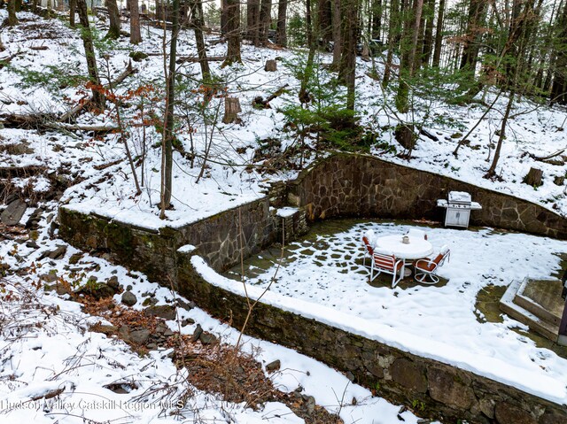 view of yard covered in snow