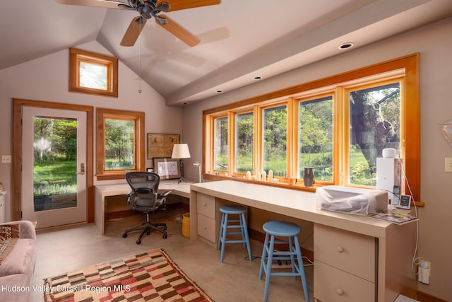 11 Louie Way, Woodstock, NY 12498 - office area featuring lofted ceiling and ceiling fan