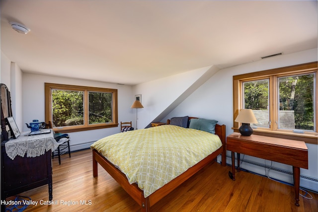 11 Louie Way, Woodstock, NY 12498 - bedroom featuring a baseboard heating unit, wood finished floors, and a baseboard radiator