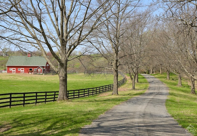 524 County Route 17, North Chatham, NY 12132 - view of asphalt driveway with a barn
