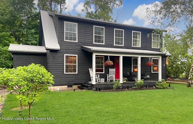 66 Maple Ave, Hunter, NY 12442 - view of front of property with a porch and a front yard