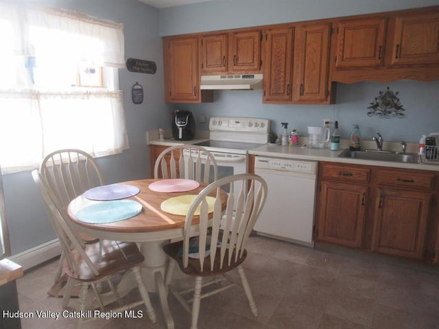 kitchen with white appliances and sink