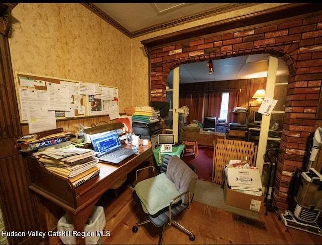 125 County Route 26a, Stuyvesant, NY 12106 - office featuring wood finished floors, arched walkways, and crown molding