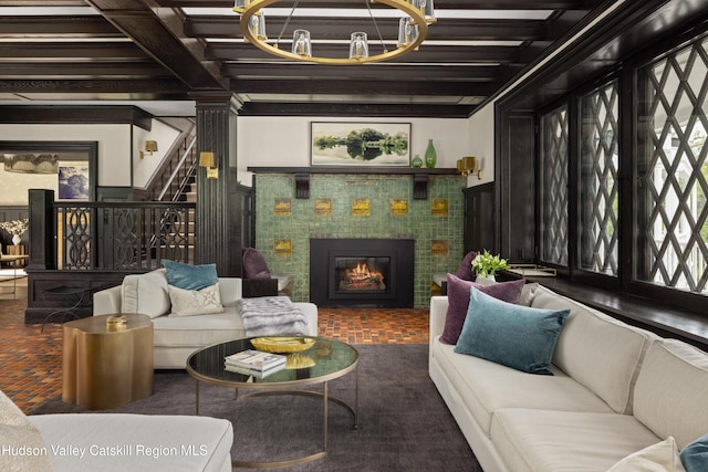 9 Chambers Rd, West Park, NY 12493 - living room with a fireplace and stairs