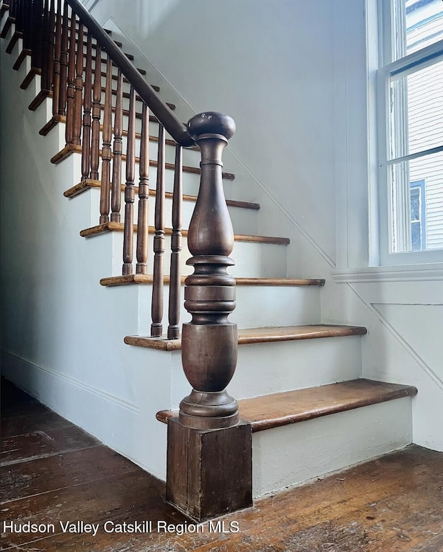 397 Main St, Franklin, NY 13775 - stairway with hardwood / wood-style flooring and plenty of natural light