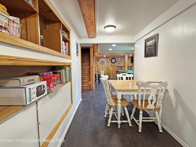 dining area with dark wood-type flooring