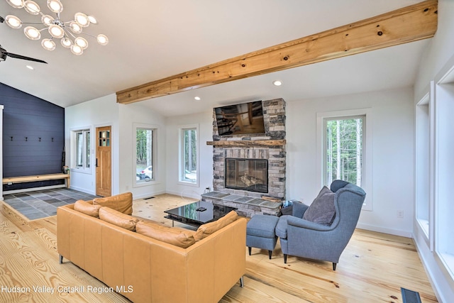 158 Rivka Rd, Saugerties, NY 12477 - living area with visible vents, recessed lighting, wood finished floors, and a fireplace