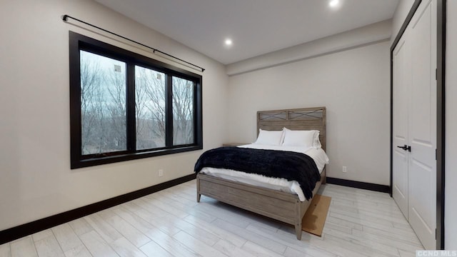 292 S St Unit 2, Windham, NY 12496 - bedroom with baseboards, recessed lighting, and light wood-style floors