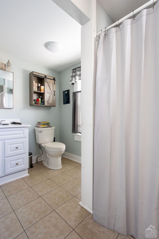 29 Railroad Ave, Chatham, NY 12037 - bathroom featuring vanity, tile patterned floors, and a shower with shower curtain