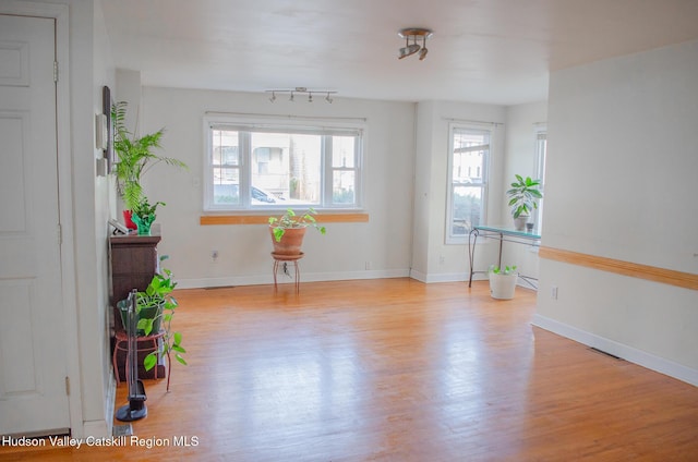 interior space with light hardwood / wood-style flooring