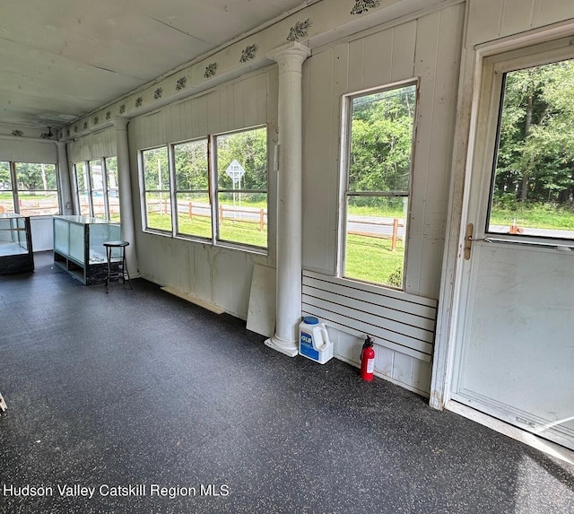 view of unfurnished sunroom