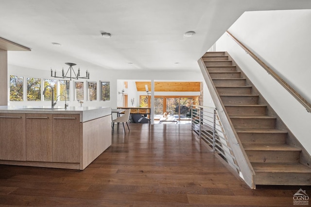 5 Jacob Strasse Rd, Windham, NY 12496 - bar area with stairs, dark wood-style floors, healthy amount of natural light, and a sink