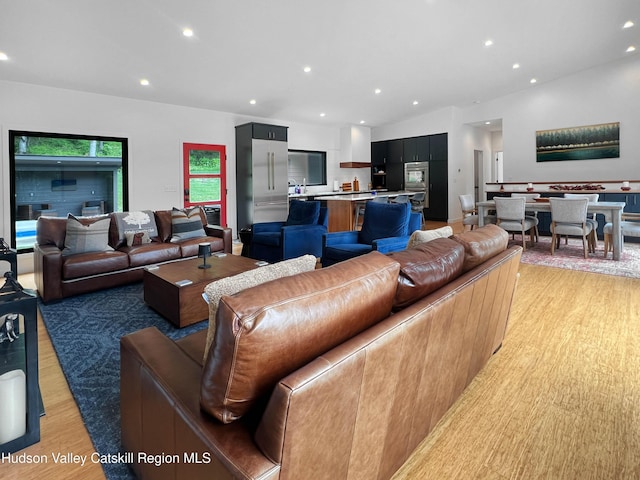 501 Birch St, Copake, NY 12516 - living area with light wood-type flooring and recessed lighting