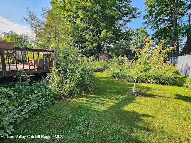 view of yard with a deck