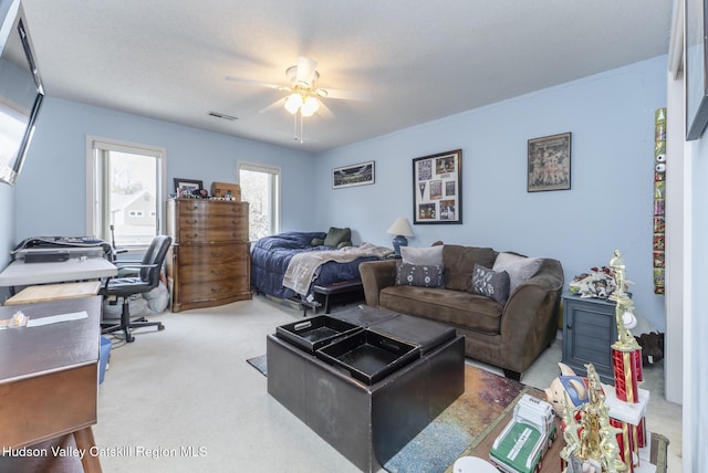 217 Aspen Ter, Poughkeepsie, NY 12601 - carpeted bedroom with a ceiling fan and visible vents
