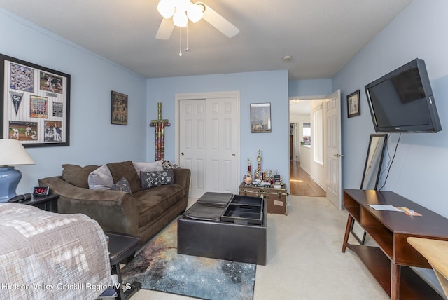 217 Aspen Ter, Poughkeepsie, NY 12601 - carpeted living room featuring a ceiling fan