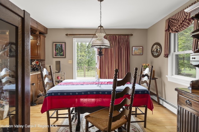 2727 County Route 8, Elizaville, NY 12523 - dining area featuring light wood-type flooring and a baseboard heating unit