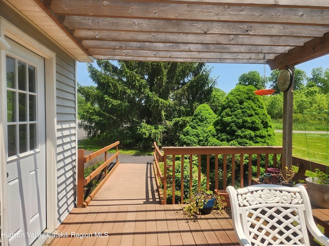 2773 Lucas Tpke, Accord, NY 12404 - wooden terrace with a pergola and view of scattered trees