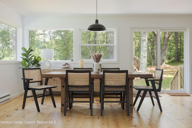 sunroom with a wealth of natural light and a baseboard radiator