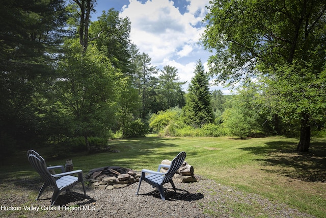 view of yard featuring a fire pit