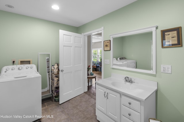 2410 Bruynswick Rd, Wallkill, NY 12589 - washroom with recessed lighting and washing machine and clothes dryer