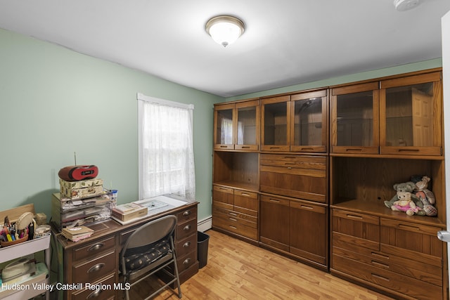 2410 Bruynswick Rd, Wallkill, NY 12589 - home office featuring light wood-style flooring and a baseboard radiator